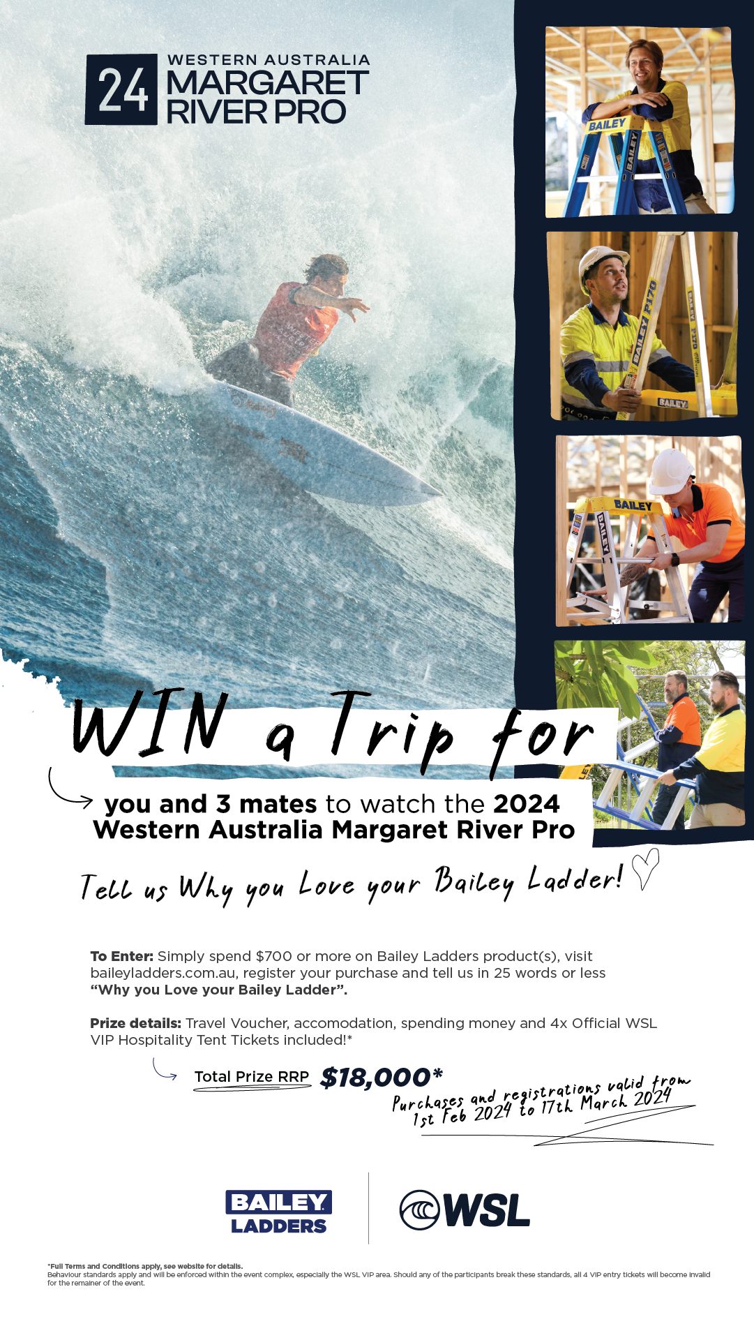Win a trip to Western Australia's Margaret River Pro with Bailey & WSL