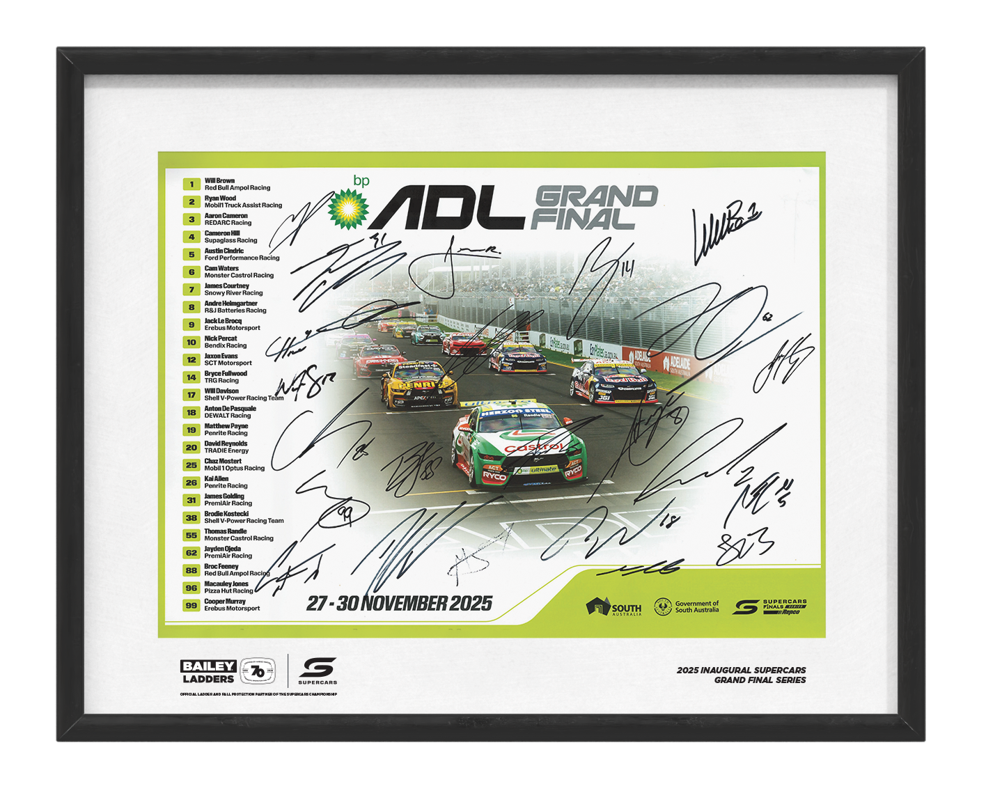 Supercars driver autograph poster